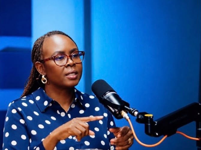 Jane Onoka speaking in a studio interview
